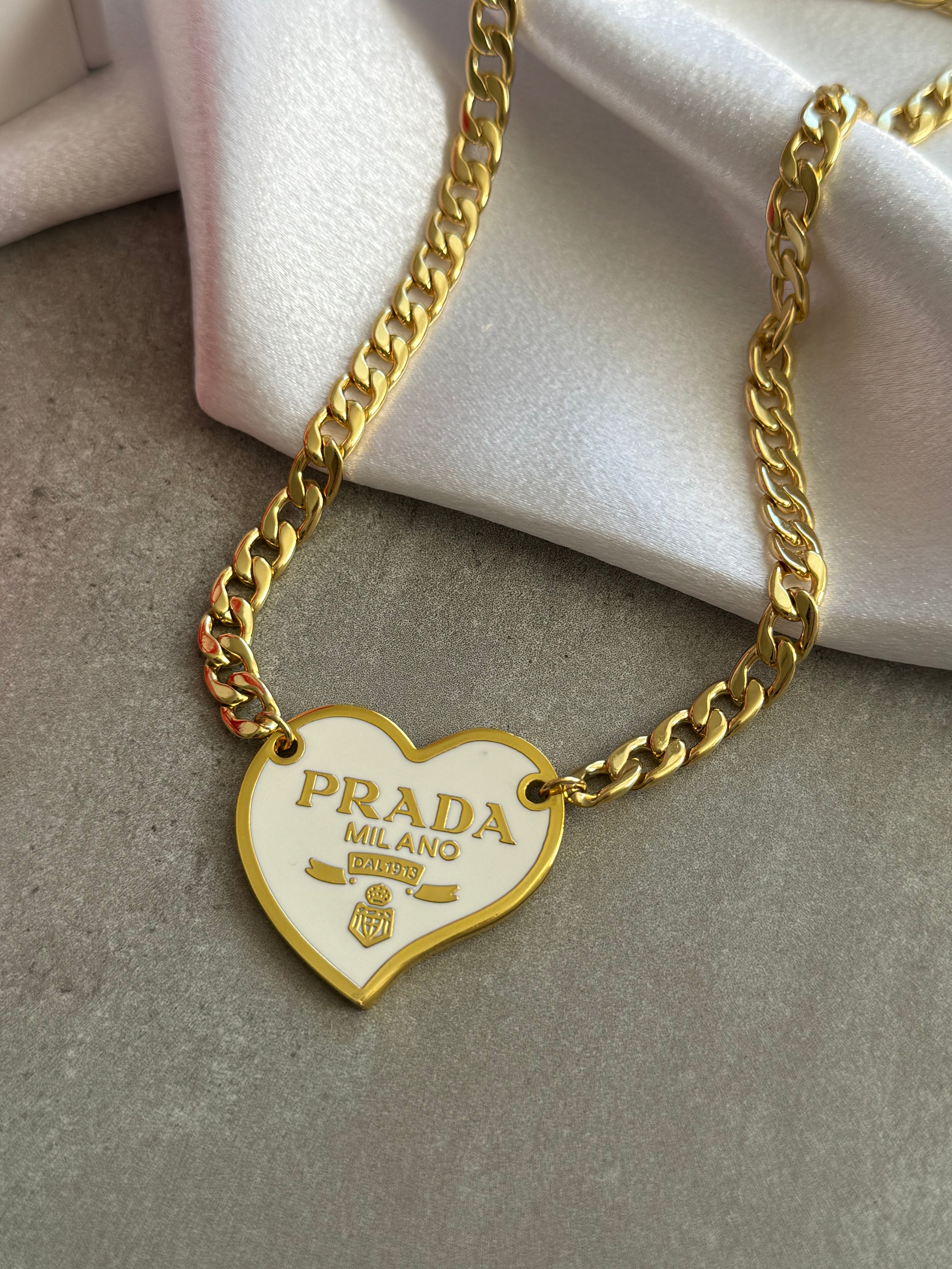 Prada Heart Necklace - Black - Lueur