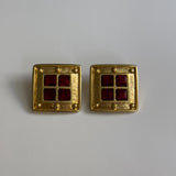 Vintage Modernist Red Crystal Clip Ons