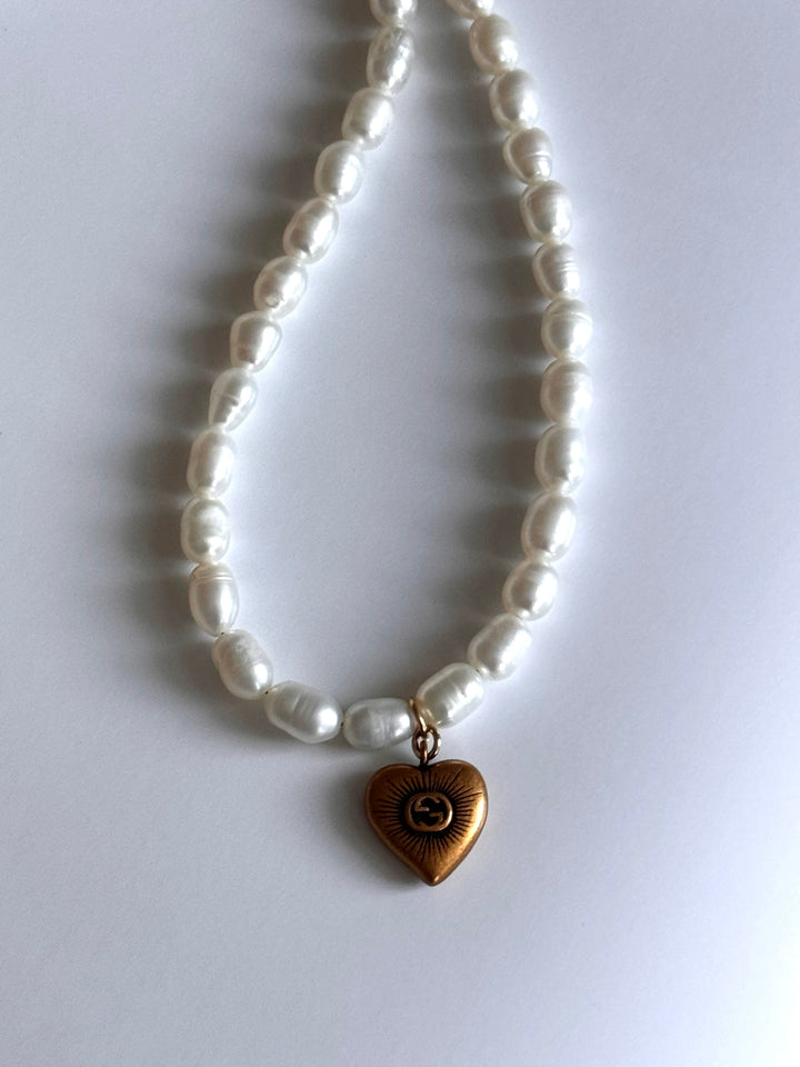 GG Heart Pearl Necklace | reworked