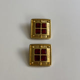 Vintage Modernist Red Crystal Clip Ons