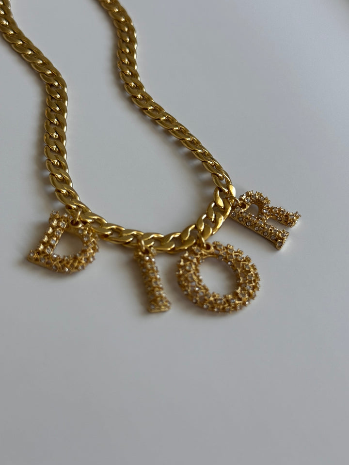 Large Dior Spell Out Necklace | reworked