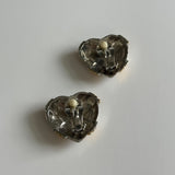 Vintage Modernist Two Tone Heart Clip Ons