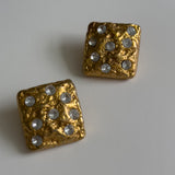 Vintage Textured Crystal Clip Ons