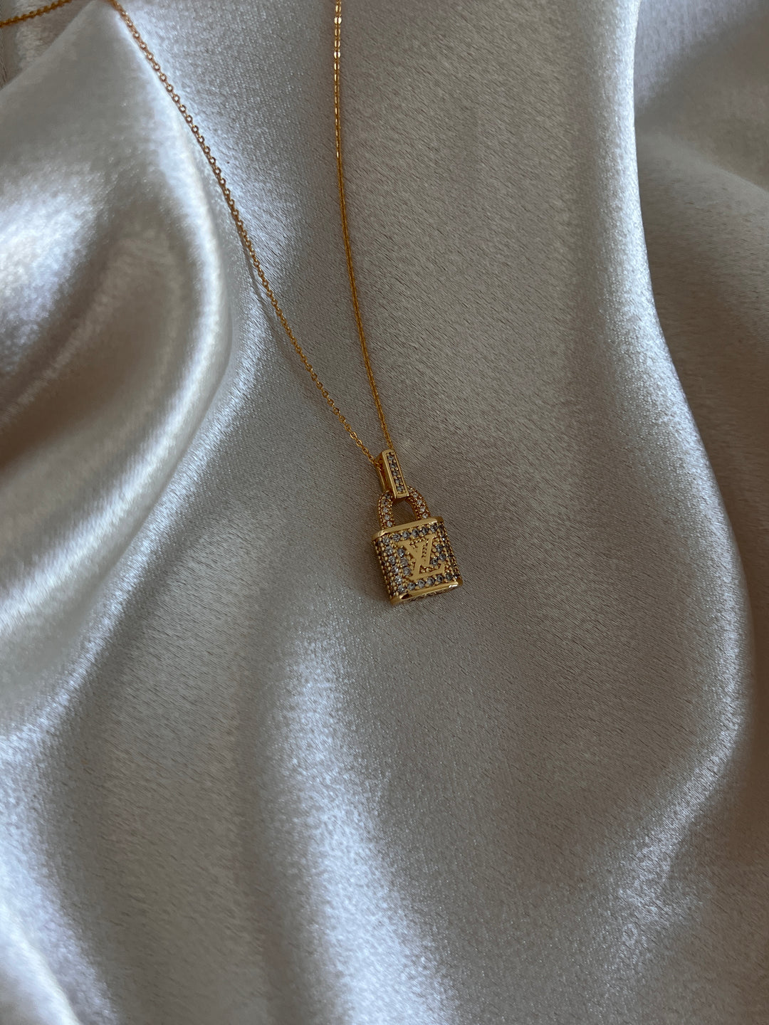 LV Crystal Accent Lock Necklace | reworked