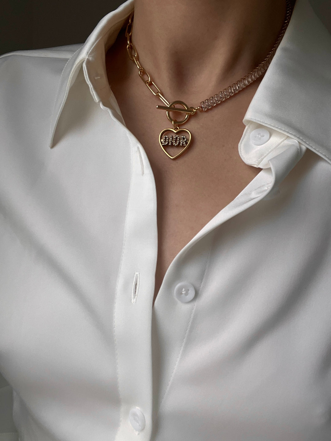 Dior Heart with Crystals Necklace | reworked